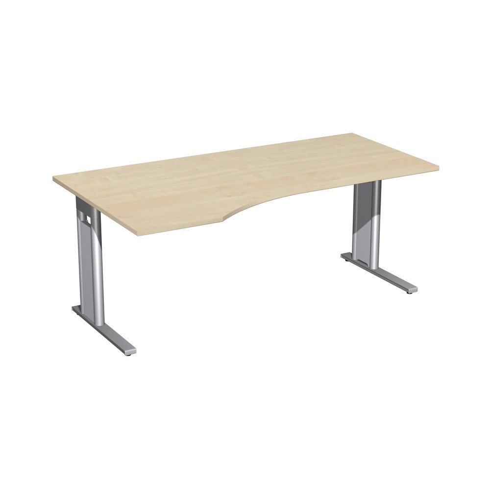 Immagine del prodotto: Tavolo da lavoro per PC Profi, telaio con piedino a C, forma PC a sinistra, LxP 1.800 x 1.000 mm, acero