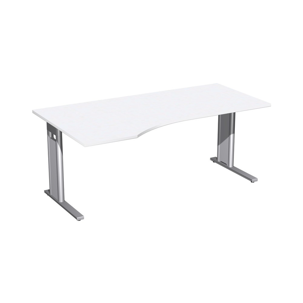 Immagine del prodotto: Tavolo da lavoro per PC Profi, telaio con piedino a C, forma per PC a sinistra, LxP 1.800 x 1.000 mm, bianco