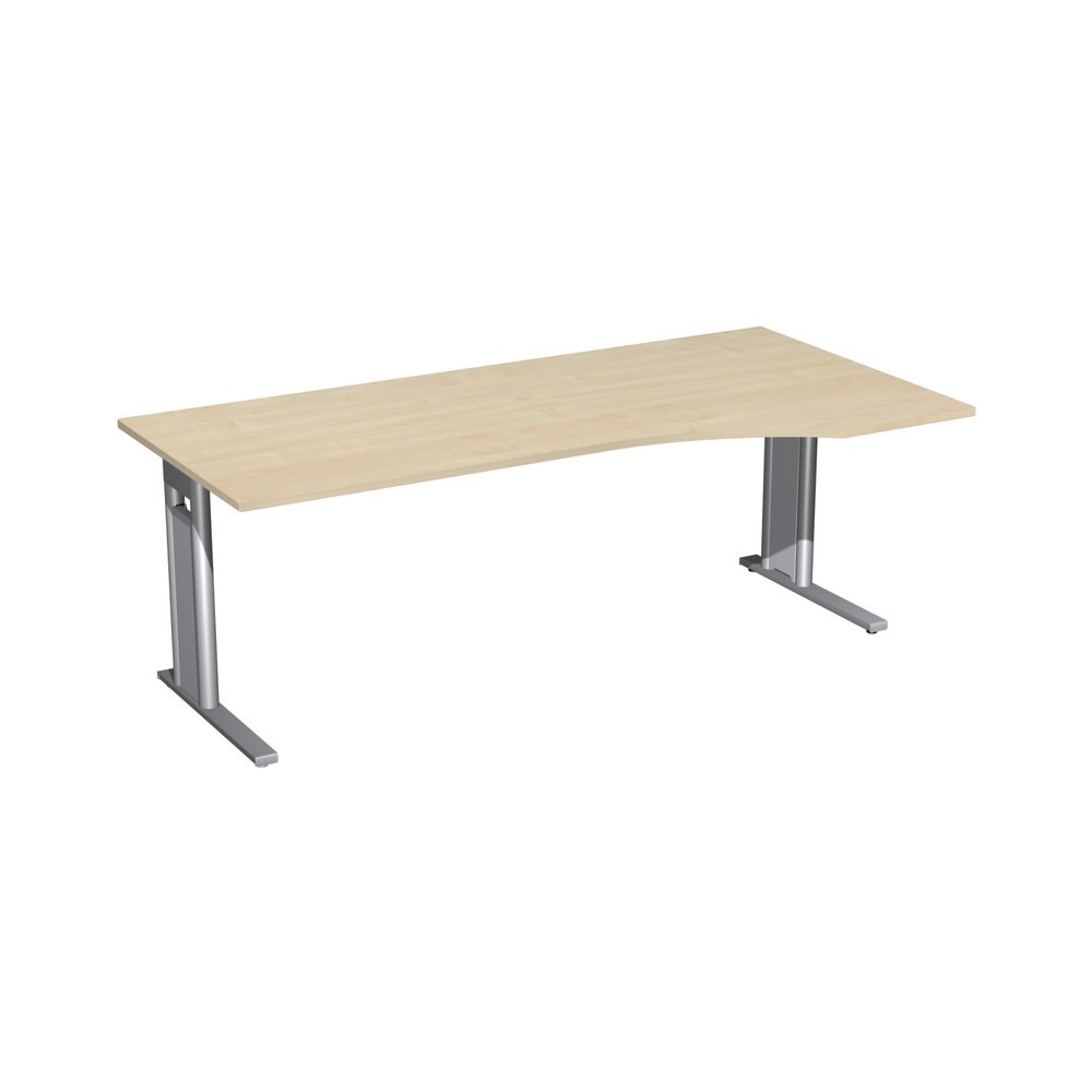 Immagine del prodotto: Tavolo da lavoro per PC Profi, telaio con piede a C, forma del PC a destra, LxP 2.000 x 1.000 mm, acero