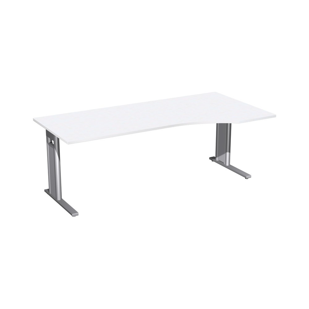 Immagine del prodotto: Tavolo da lavoro per PC Profi, telaio con piedino a C, forma per PC a destra, LxP 2.000 x 1.000 mm, bianco