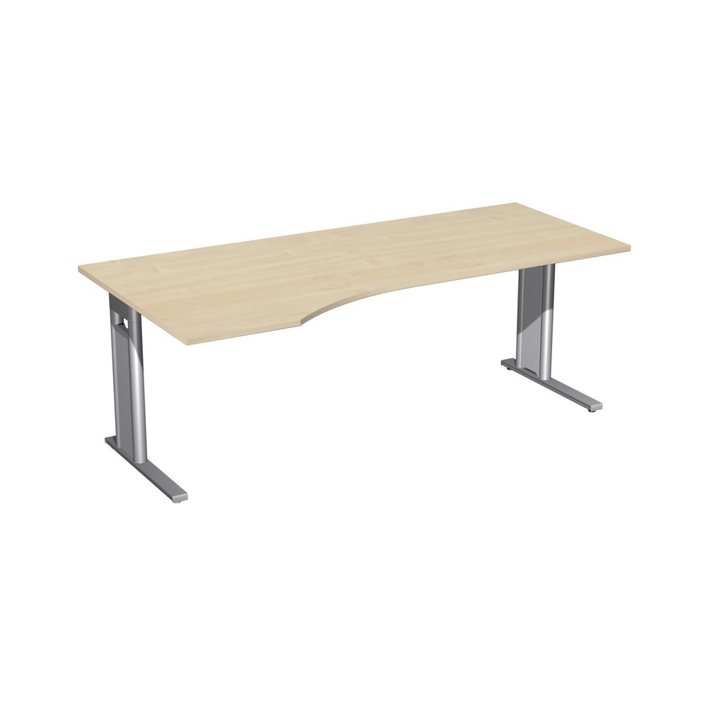 Immagine del prodotto: Tavolo da lavoro per PC Profi, telaio con piede a C, forma PC a sinistra, LxP 2.000 x 1.000 mm, acero