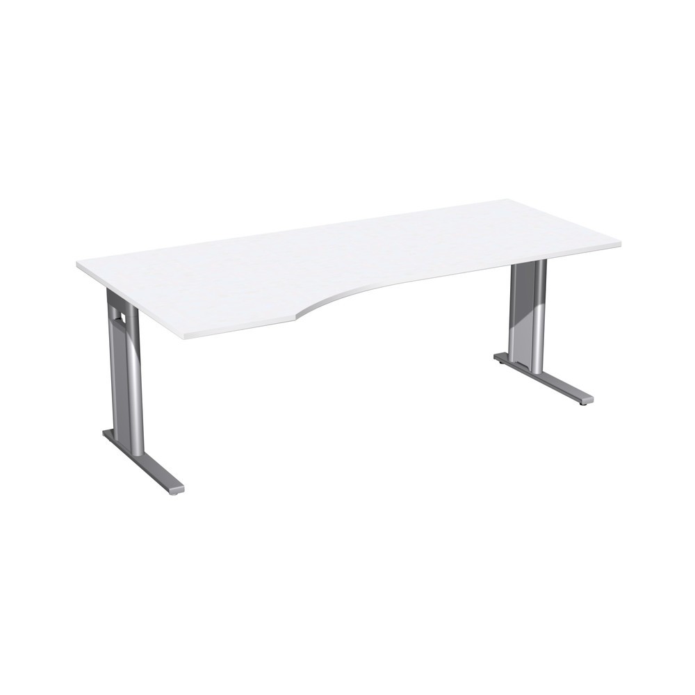 Immagine del prodotto: Tavolo da lavoro per PC Profi, telaio con piedino a C, forma per PC a sinistra, LxP 2.000 x 1.000 mm, bianco
