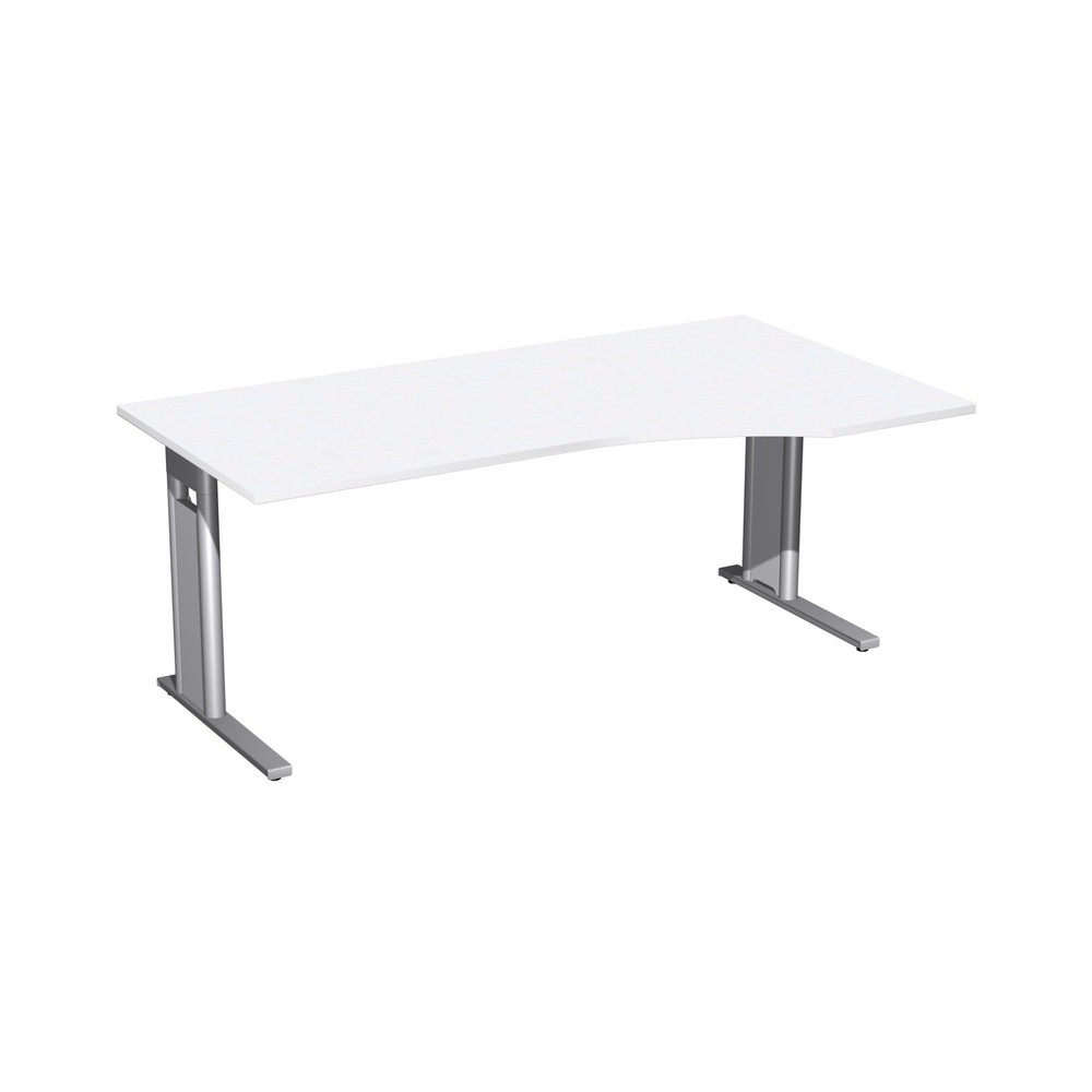 Immagine del prodotto: Tavolo da lavoro per PC Profi, telaio con piedino a C, forma per PC a destra, LxP 1.800 x 1.000 mm, bianco