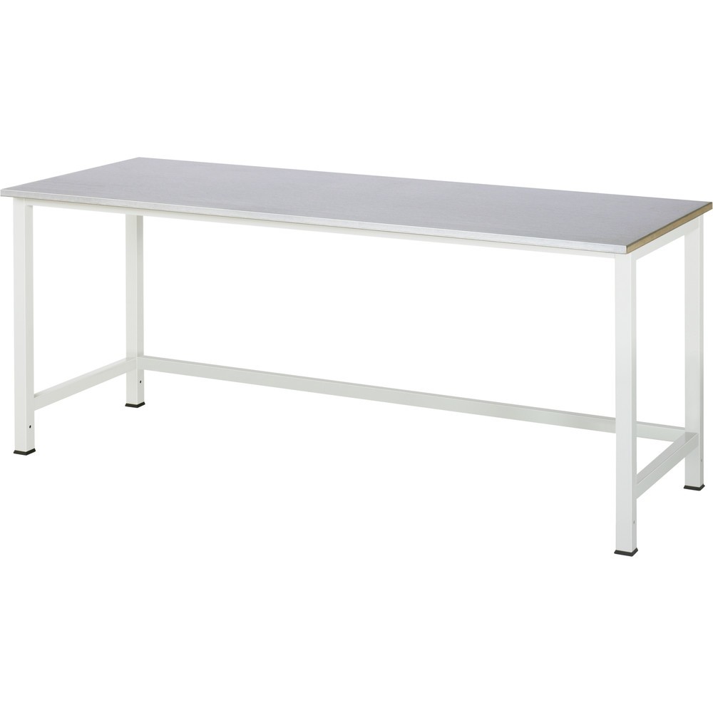 Immagine del prodotto n. 1: Tavolo da lavoro RAU 900, AxLxP 825 x 2.500 x 800 mm, piano di lavoro con rivestimento in lamiera di acciaio inox