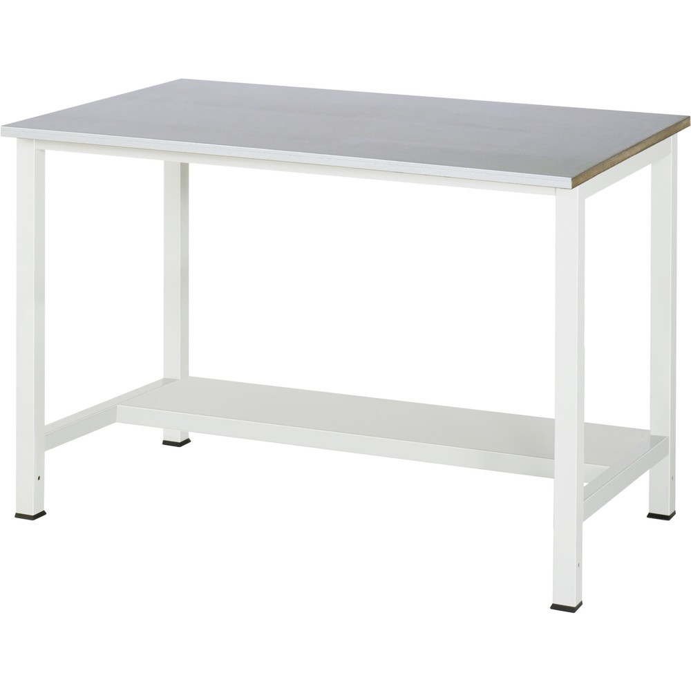 Immagine del prodotto: Tavolo da lavoro RAU 900 con piano di appoggio profondità 320 mm, AxLxP 825 x 1.250 x 800 mm, piano di lavoro con rivestimento in lamiera d’acciaio inox