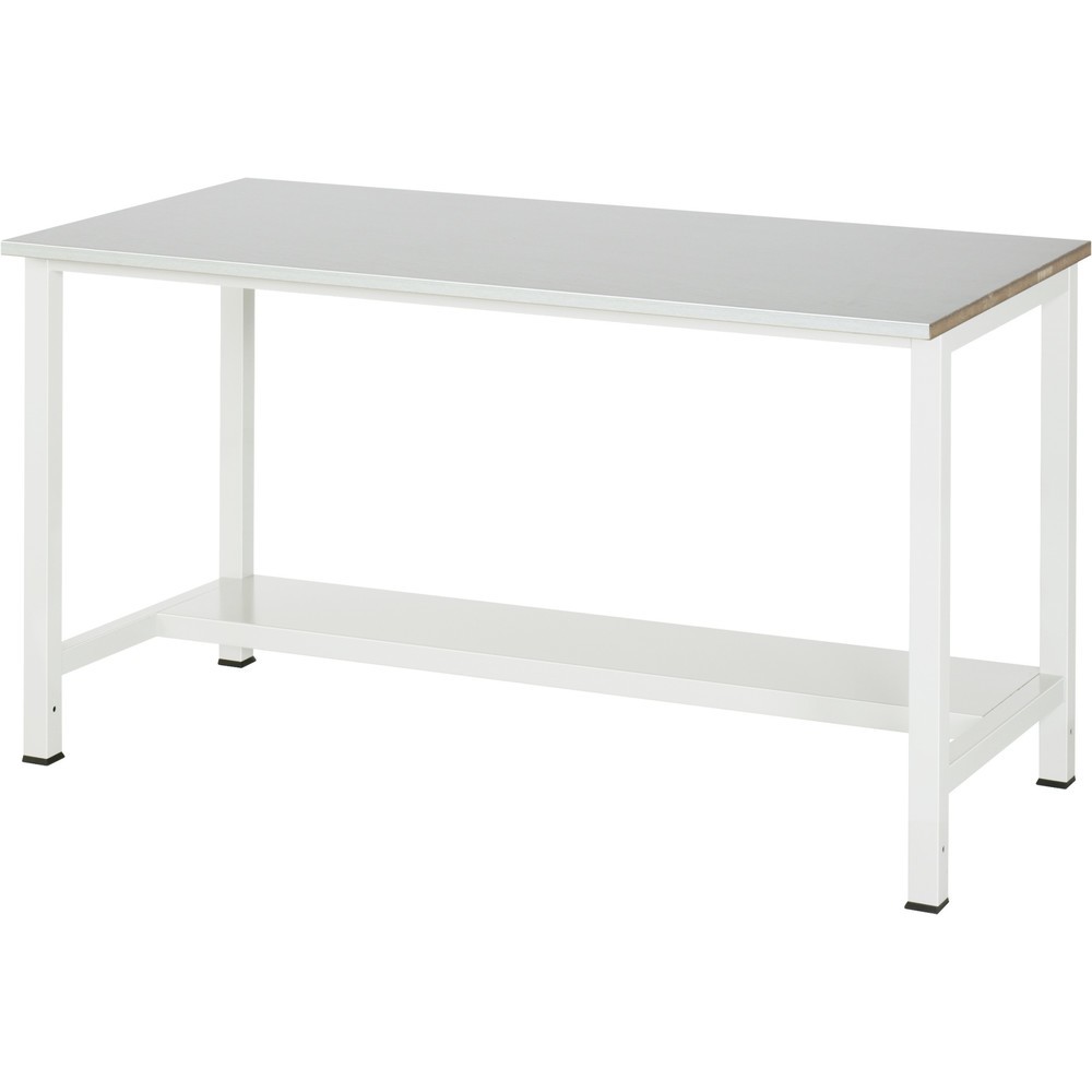 Immagine del prodotto: Tavolo da lavoro RAU 900 con piano di appoggio profondità 320 mm, AxLxP 825 x 1.500 x 800 mm, piano di lavoro con rivestimento in lamiera d’acciaio inox