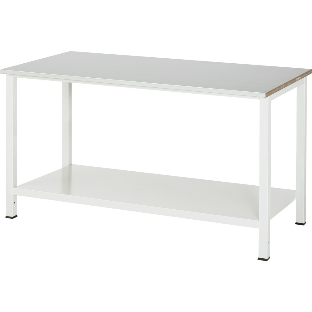 Immagine del prodotto n. 1: Tavolo da lavoro RAU 900 con piano di appoggio profondità 650 mm, AxLxP 825 x 1.500 x 800 mm, piano di lavoro con rivestimento in lamiera d’acciaio inox