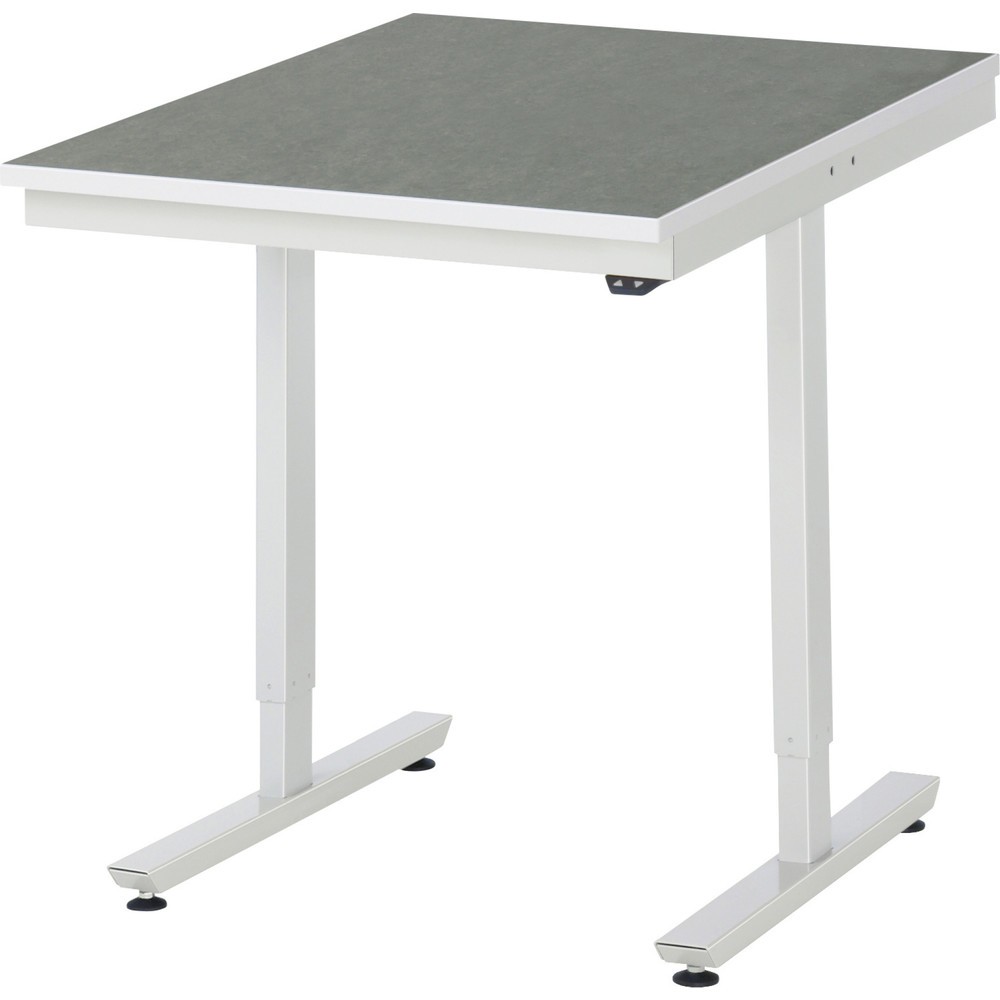 Immagine del prodotto: Tavolo da lavoro RAU regolabile in altezza elettricamente Serie adlatus 300, AxLxP 720-1.120 x 750 x 1.000 mm, piano di lavoro con rivestimento universale/in linoleum