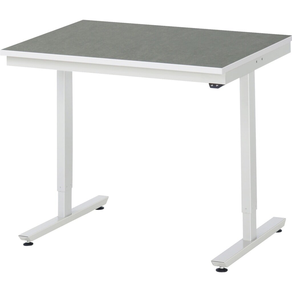Immagine del prodotto: Tavolo da lavoro RAU regolabile in altezza elettricamente Serie adlatus 300, AxLxP 720-1.120 x 1.000 x 800 mm, piano di lavoro con rivestimento universale/in linoleum