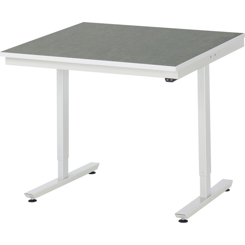 Immagine del prodotto: Tavolo da lavoro RAU regolabile in altezza elettricamente Serie adlatus 300, AxLxP 720-1.120 x 1.000 x 1.000 mm, piano di lavoro con rivestimento universale/in linoleum