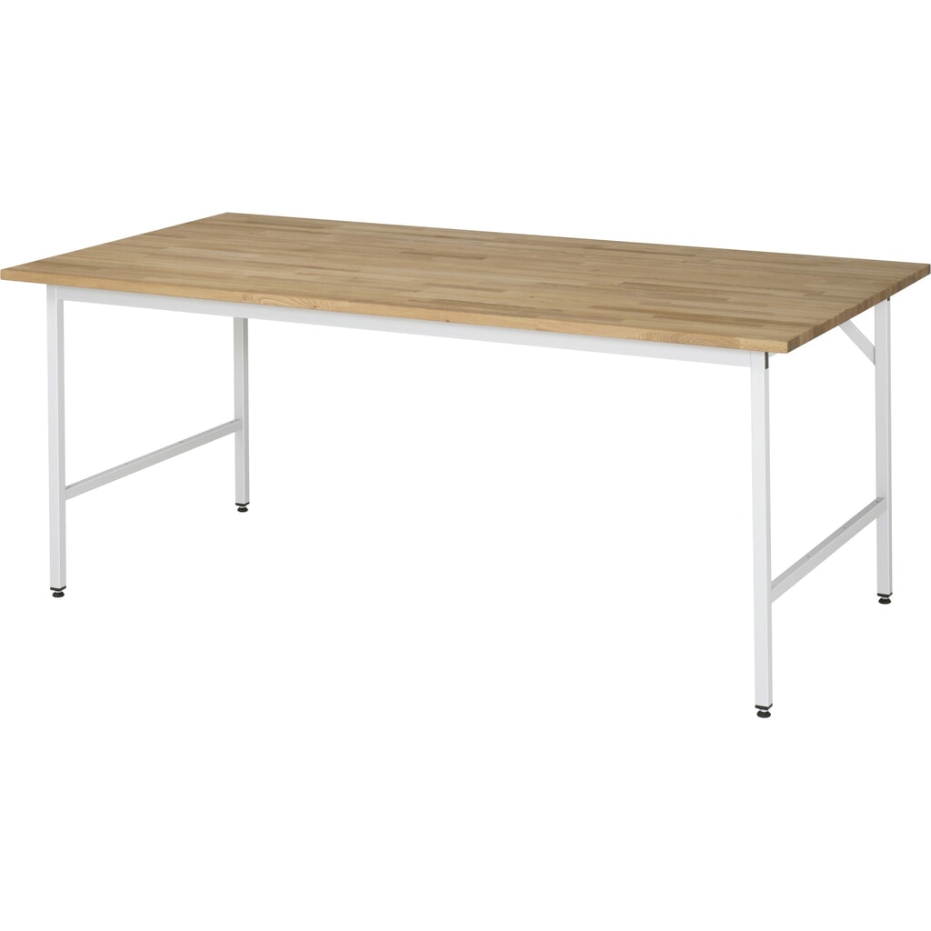 Immagine del prodotto n. 1: Tavolo da lavoro RAU regolabile in altezza serie JERRY, AxLxP 800-850 x 2.500 x 1.000 mm, piano di lavoro in faggio massiccio