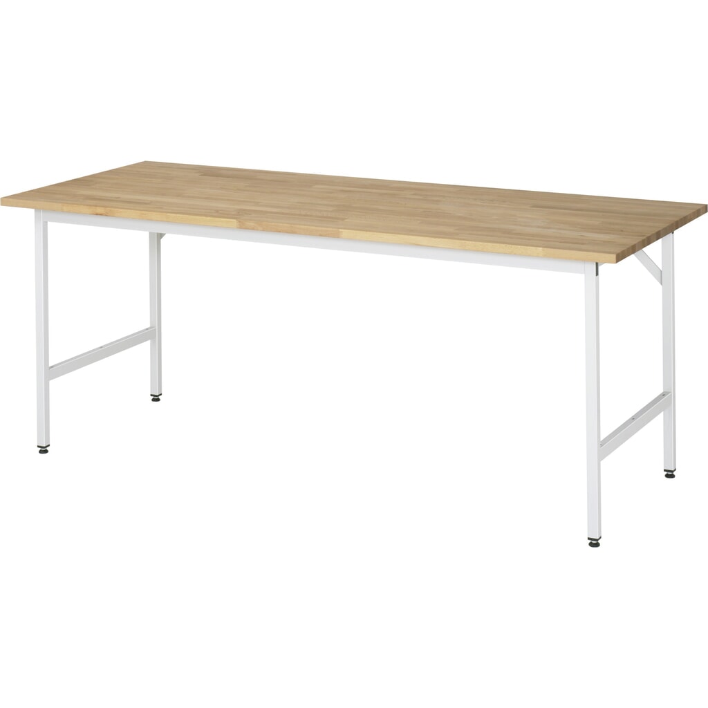 Immagine del prodotto: Tavolo da lavoro RAU regolabile in altezza serie JERRY, AxLxP 800-850 x 2.500 x 800 mm, piano di lavoro in faggio massiccio