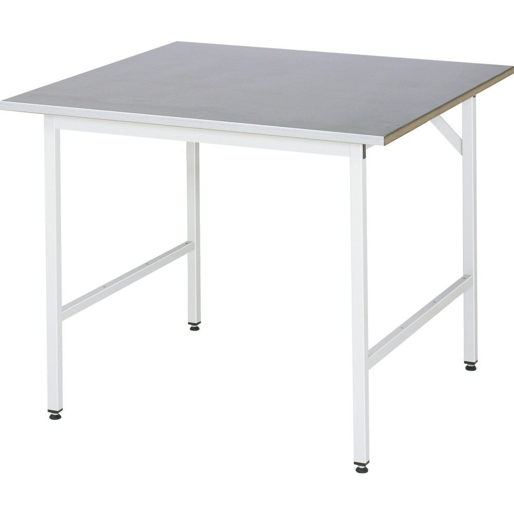 Immagine del prodotto n. 1: Tavolo da lavoro RAU regolabile in altezza serie JERRY, AxLxP 800-850 x 1.000 x 1.000 mm, piano di lavoro con rivestimento in lamiera d’acciaio inox