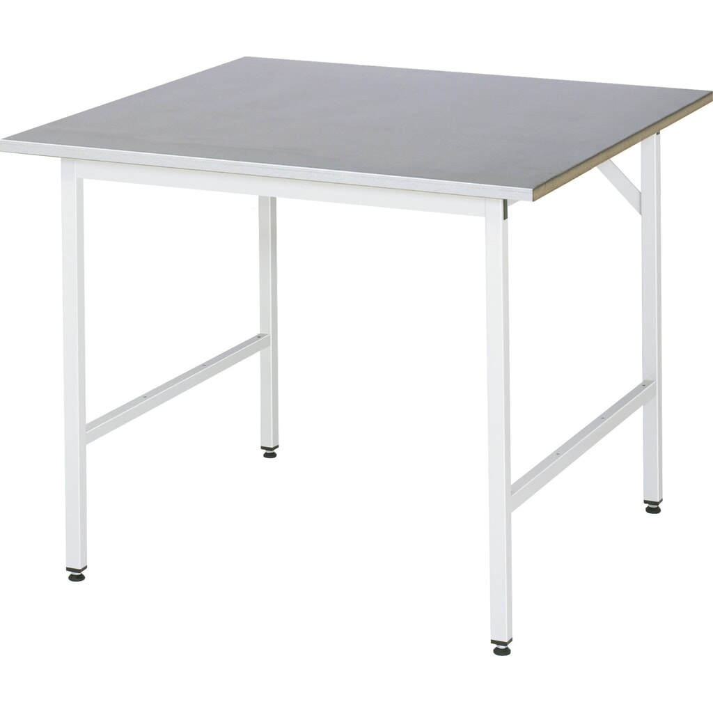 Tavolo da lavoro RAU regolabile in altezza serie JERRY, AxLxP 800-850 x 1.000 x 1.000 mm, piano di lavoro con rivestimento in lamiera d’acciaio inox Immagine del prodotto: Tavolo da lavoro RAU regolabile in altezza serie JERRY, AxLxP 800-850 x 1.000 x 1.000 mm, piano di lavoro con rivestimento in lamiera d’acciaio inox