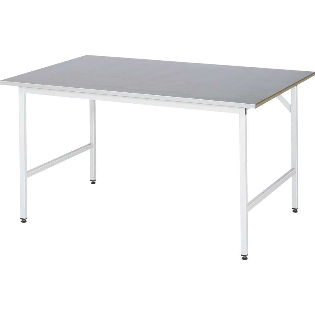 Immagine del prodotto: Tavolo da lavoro RAU regolabile in altezza serie JERRY, AxLxP 800-850 x 1.500 x 1.000 mm, piano di lavoro con rivestimento in lamiera d’acciaio