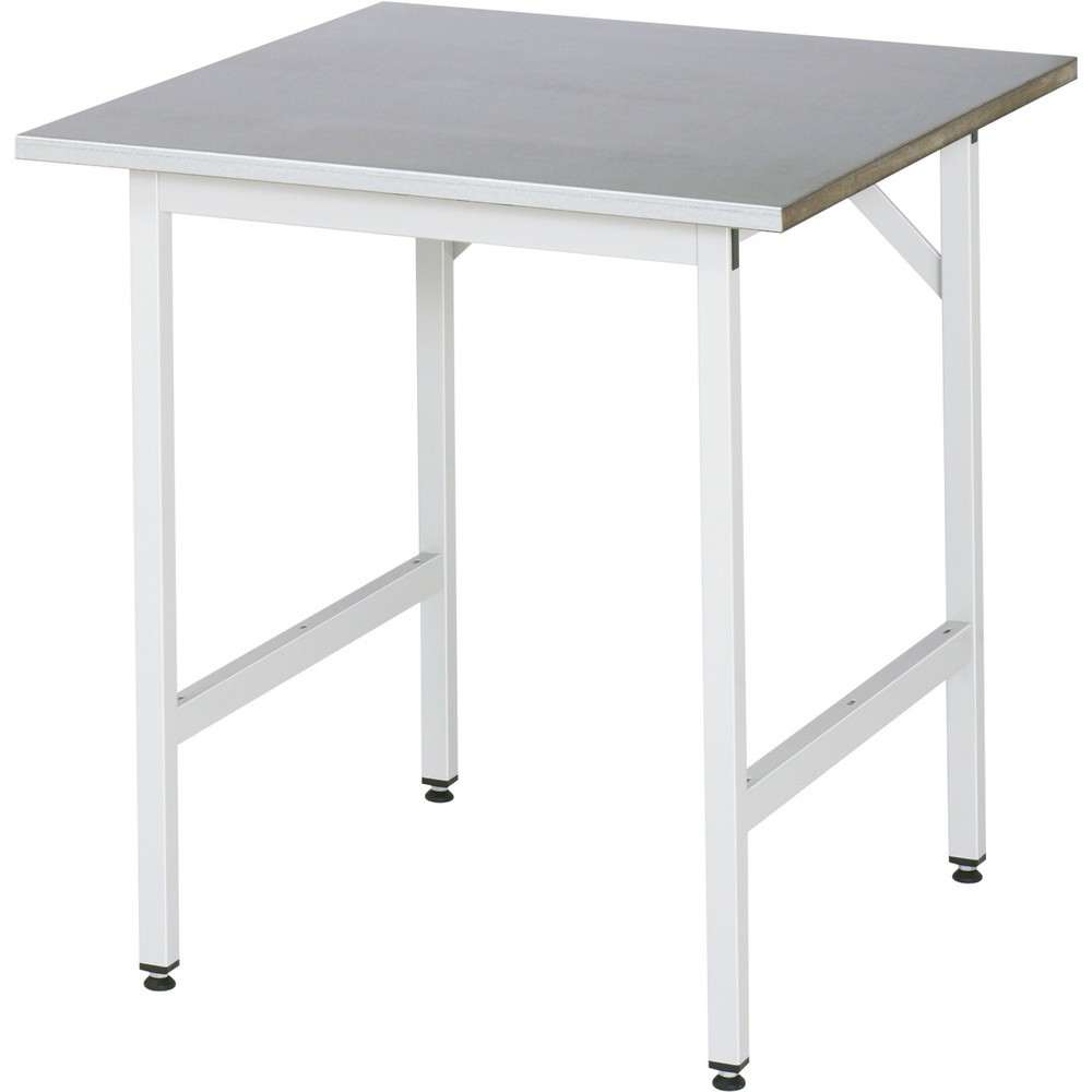 Immagine del prodotto: Tavolo da lavoro RAU regolabile in altezza serie JERRY, AxLxP 800-850 x 750 x 800 mm, piano di lavoro con rivestimento in lamiera d’acciaio inox