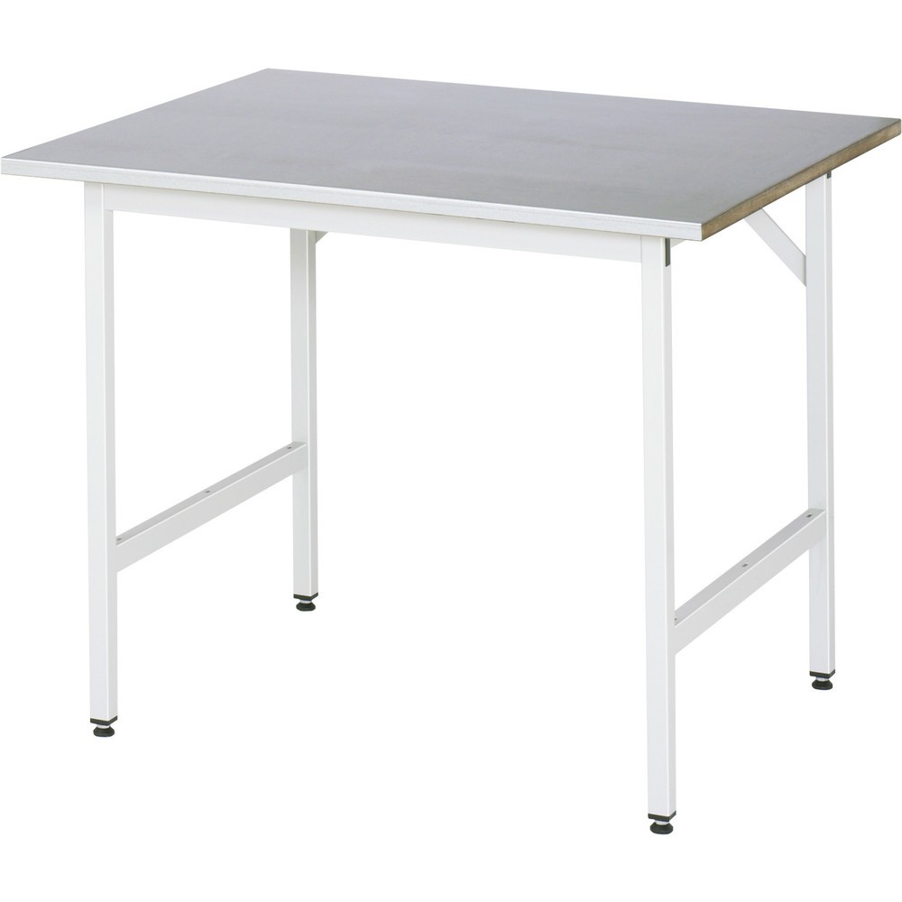 Immagine del prodotto n. 1: Tavolo da lavoro RAU regolabile in altezza serie JERRY, AxLxP 800-850 x 1.000 x 1.000 mm, piano di lavoro con rivestimento in lamiera d’acciaio
