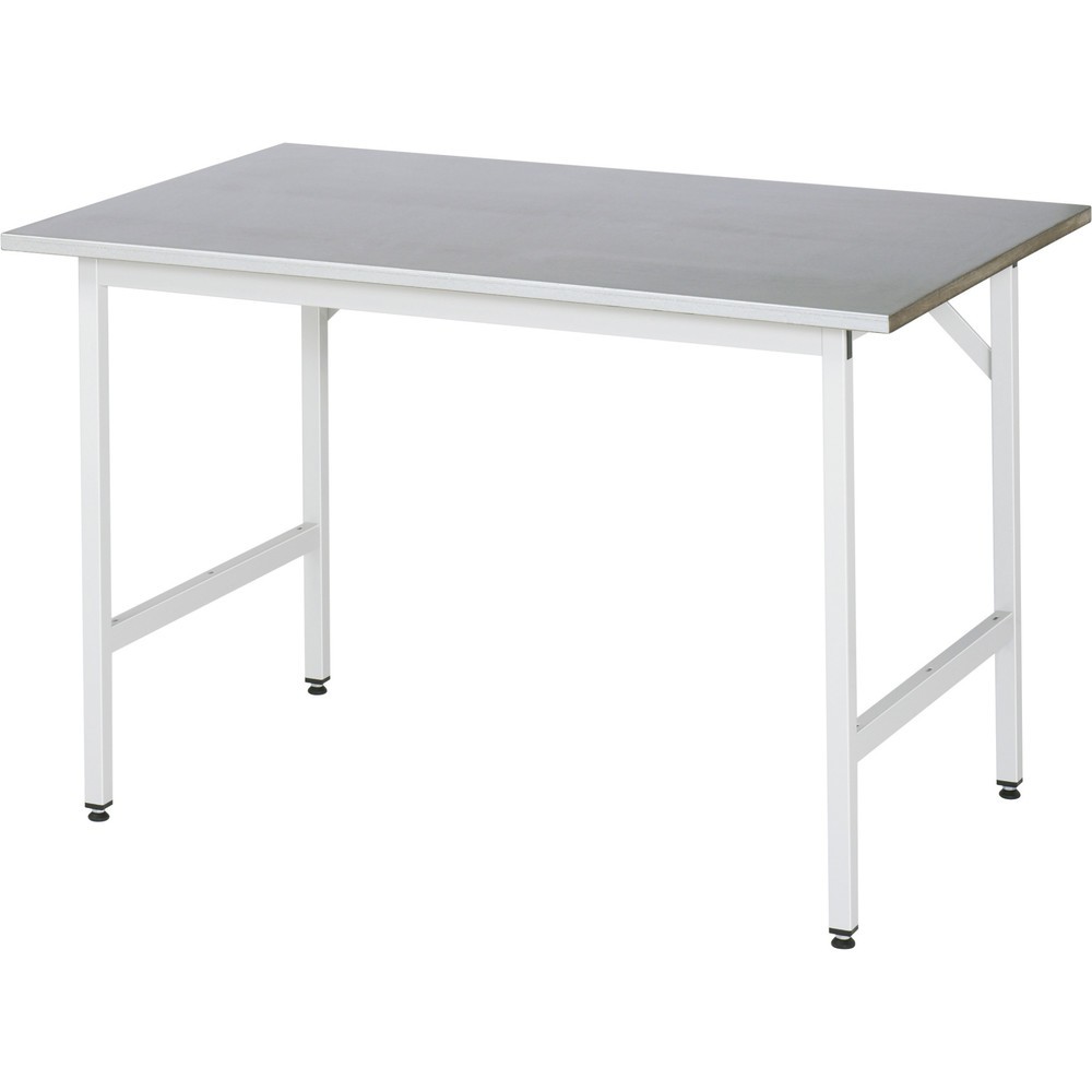 Immagine del prodotto n. 1: Tavolo da lavoro RAU regolabile in altezza serie JERRY, AxLxP 800-850 x 1.250 x 800 mm, piano di lavoro con rivestimento in lamiera d’acciaio