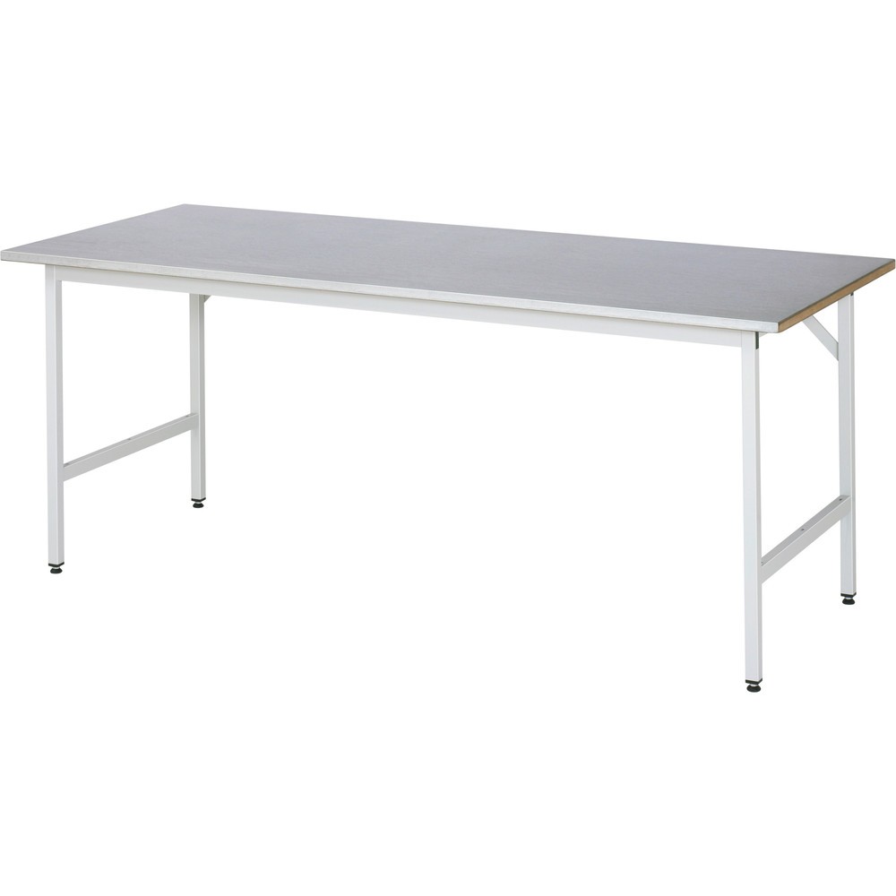Immagine del prodotto: Tavolo da lavoro RAU regolabile in altezza serie JERRY, AxLxP 800-850 x 2.500 x 800 mm, piano di lavoro con rivestimento in lamiera d’acciaio