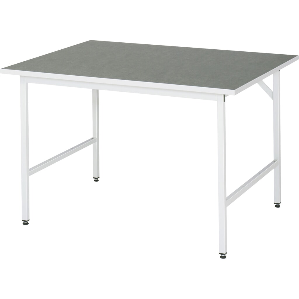 Immagine del prodotto: Tavolo da lavoro RAU regolabile in altezza serie JERRY, AxLxP 800-850 x 1.250 x 1.000 mm, piano di lavoro con rivestimento universale/in linoleum