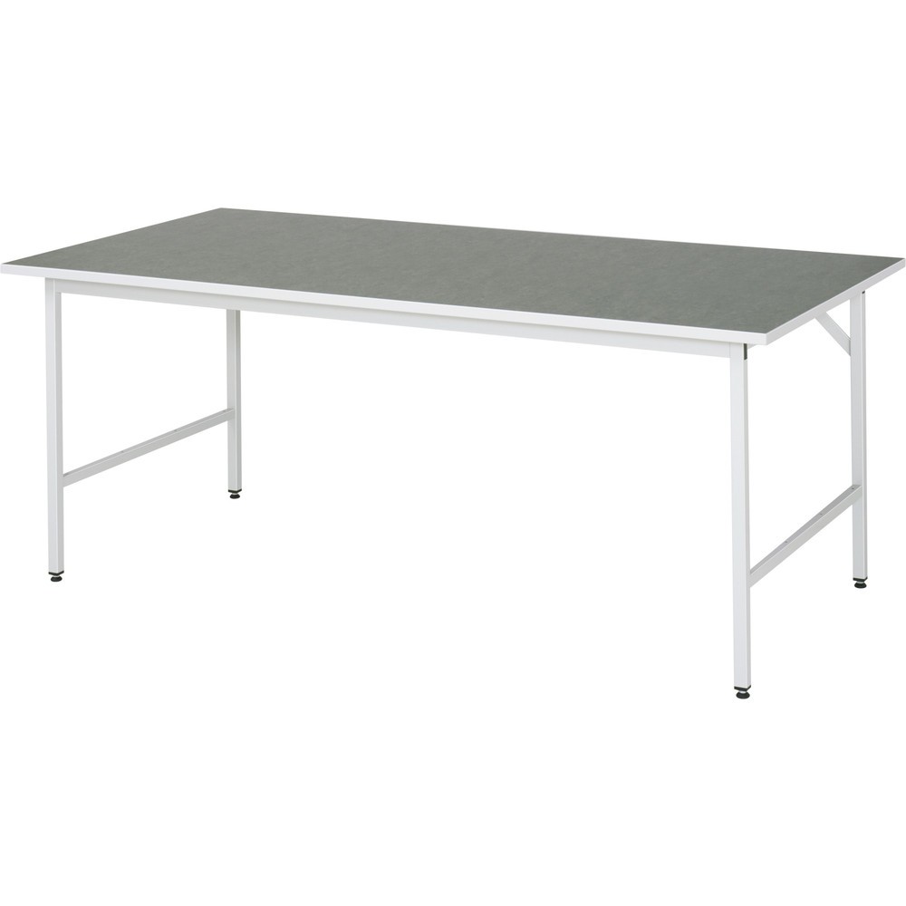 Immagine del prodotto n. 1: Tavolo da lavoro RAU regolabile in altezza serie JERRY, AxLxP 800-850 x 2.500 x 1.000 mm, piano di lavoro con rivestimento universale/in linoleum