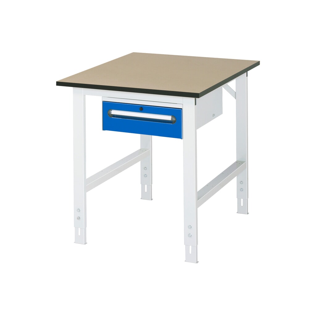 Tavolo da lavoro RAU regolabile in altezza serie TOM, AxLxP 760-1.080 x 750 x 1.000 mm, 1 cassetto, piano di lavoro in MDF Immagine del prodotto: Tavolo da lavoro RAU regolabile in altezza serie TOM, AxLxP 760-1.080 x 750 x 1.000 mm, 1 cassetto, piano di lavoro in MDF