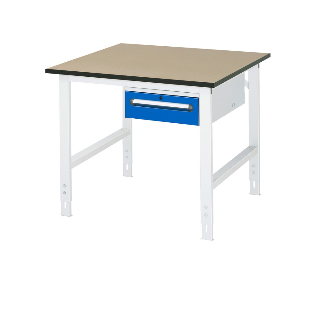 Immagine del prodotto n. 1: Tavolo da lavoro RAU regolabile in altezza serie TOM, AxLxP 760-1.080 x 1.000 x 1.000 mm, 1 cassetto, piano di lavoro in MDF
