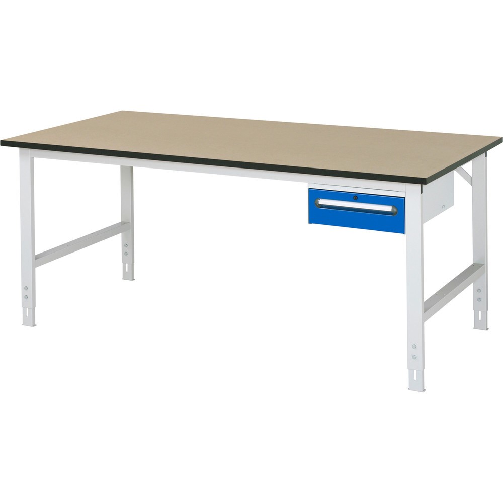 Immagine del prodotto n. 1: Tavolo da lavoro RAU regolabile in altezza serie TOM, AxLxP 760-1.080 x 2.500 x 1.000 mm, 1 cassetto, piano di lavoro in MDF