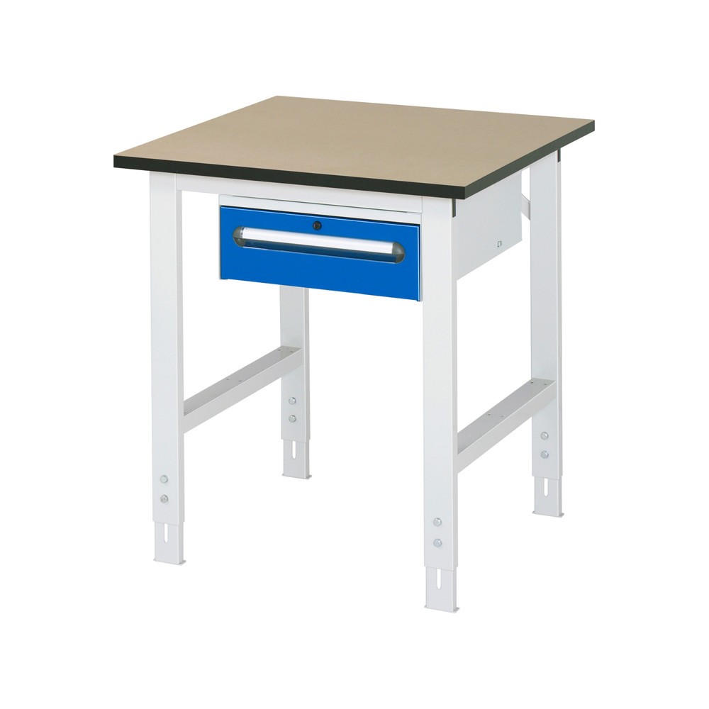 Immagine del prodotto n. 1: Tavolo da lavoro RAU regolabile in altezza serie TOM, AxLxP 760-1.080 x 750 x 800 mm, 1 cassetto, piano di lavoro in MDF