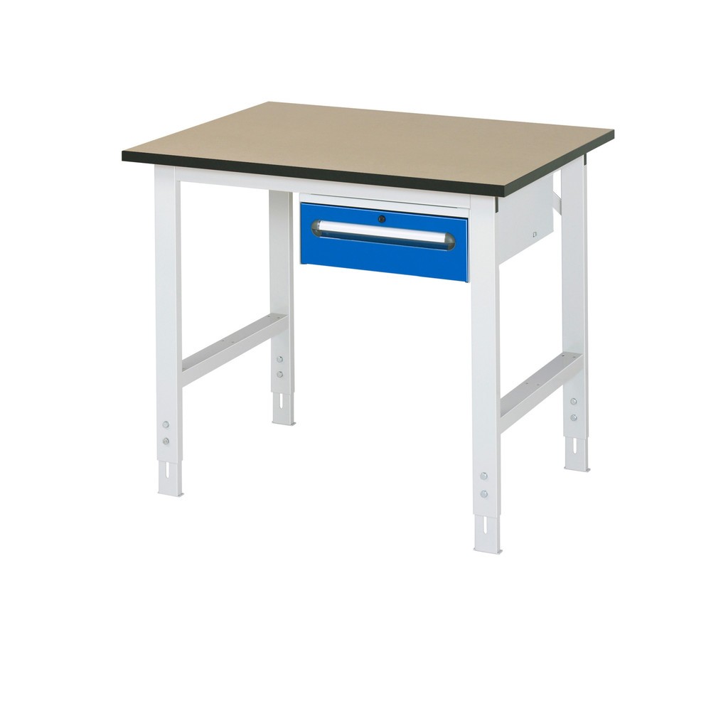 Immagine del prodotto n. 1: Tavolo da lavoro RAU regolabile in altezza serie TOM, AxLxP 760-1.080 x 1.000 x 800 mm, 1 cassetto, piano di lavoro in MDF