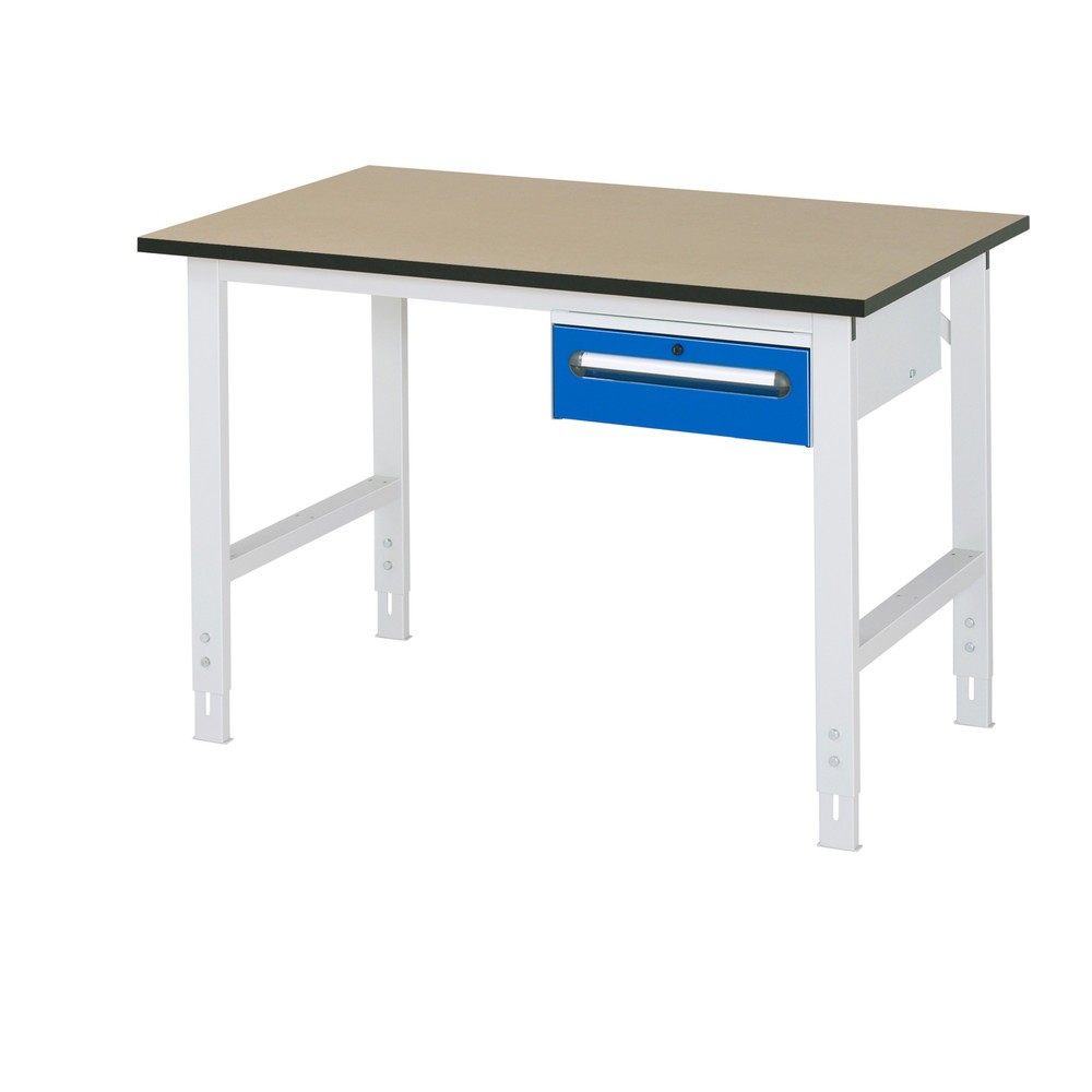 Immagine del prodotto n. 1: Tavolo da lavoro RAU regolabile in altezza serie TOM, AxLxP 760-1.080 x 1.250 x 800 mm, 1 cassetto, piano di lavoro in MDF