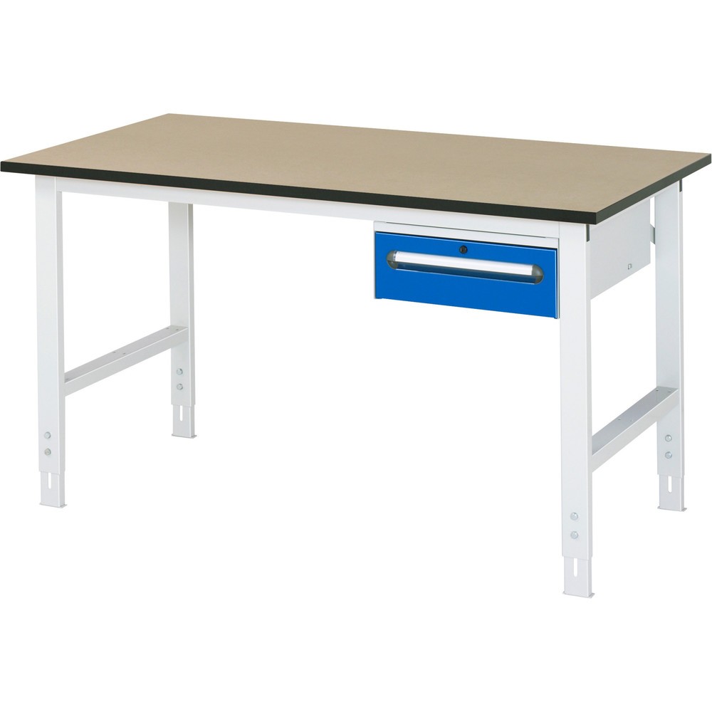Immagine del prodotto n. 1: Tavolo da lavoro RAU regolabile in altezza serie TOM, AxLxP 760-1.080 x 1.500 x 800 mm, 1 cassetto, piano di lavoro in MDF