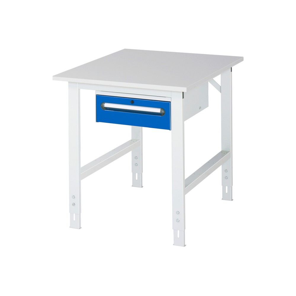 Immagine del prodotto n. 1: Tavolo da lavoro RAU regolabile in altezza serie TOM, AxLxP 760-1.080 x 750 x 1.000 mm, 1 cassetto, piano di lavoro con rivestimento in melamina
