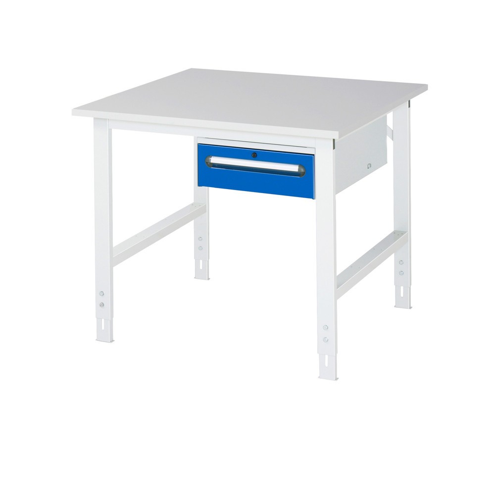 Immagine del prodotto n. 1: Tavolo da lavoro RAU regolabile in altezza serie TOM, AxLxP 760-1.080 x 1.000 x 1.000 mm, 1 cassetto, piano di lavoro con rivestimento in melamina