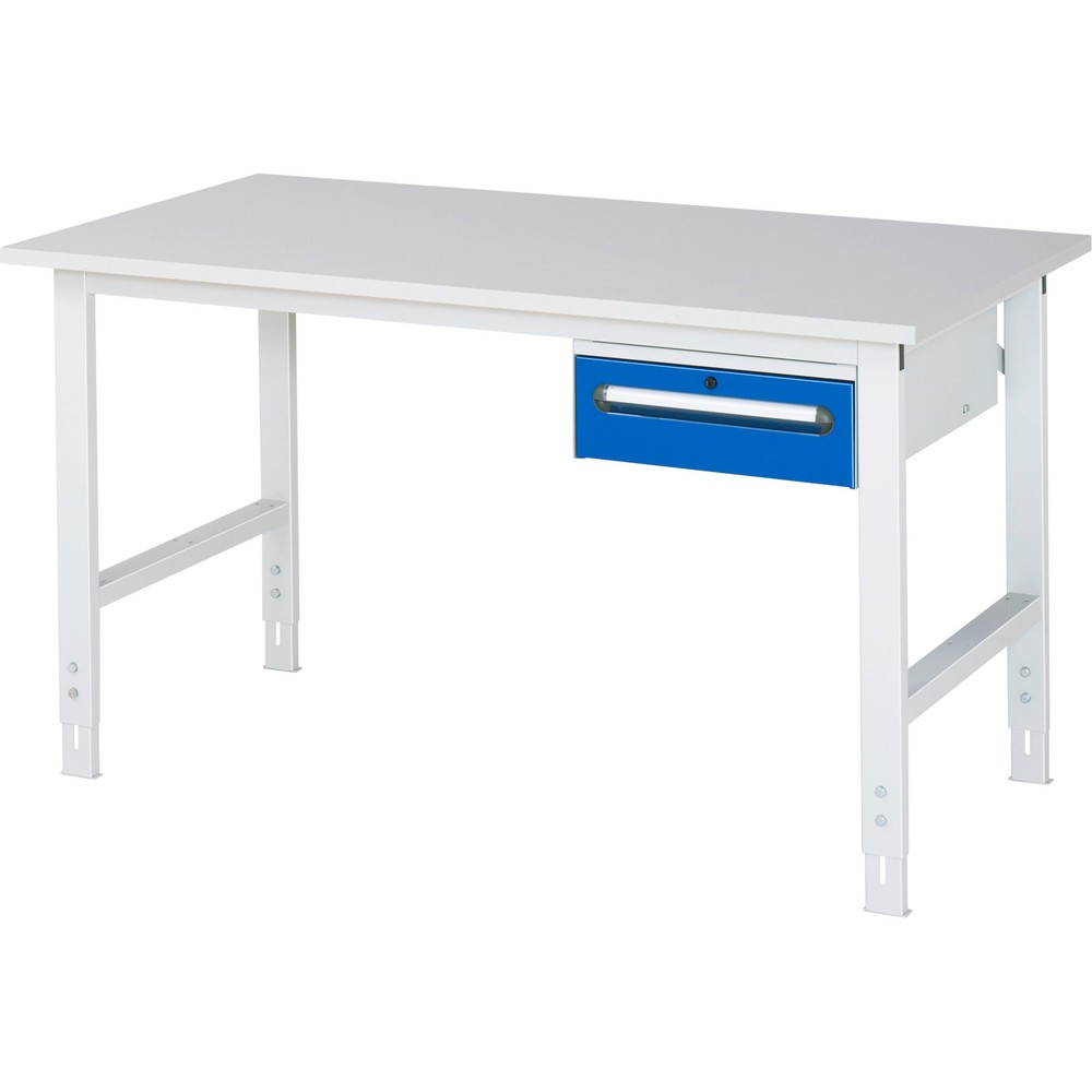 Immagine del prodotto n. 1: Tavolo da lavoro RAU regolabile in altezza serie TOM, AxLxP 760-1.080 x 1.500 x 800 mm, 1 cassetto, piano di lavoro con rivestimento in melamina