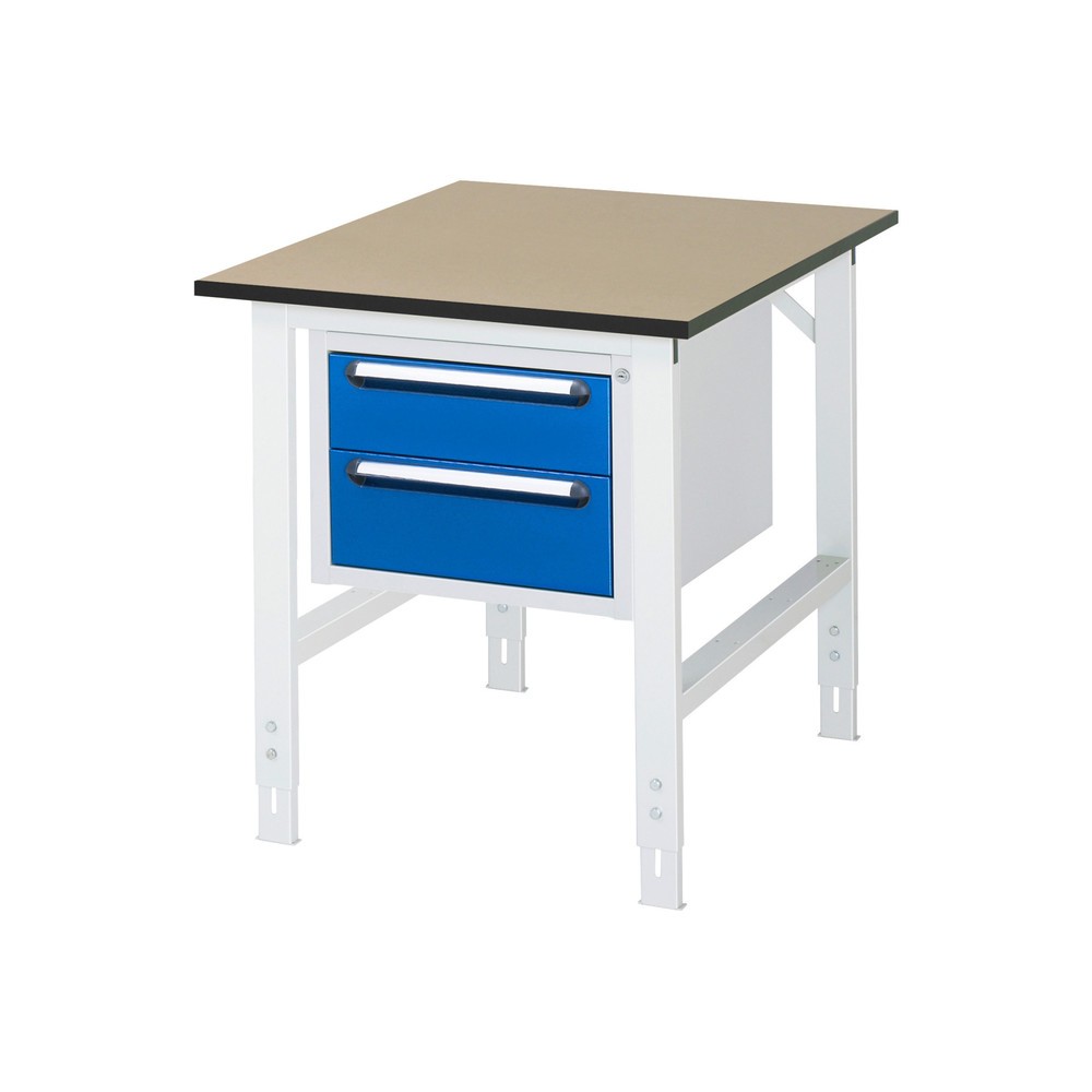 Immagine del prodotto n. 1: Tavolo da lavoro RAU regolabile in altezza serie TOM, AxLxP 760-1.080 x 750 x 1.000 mm, 2 cassetti, piano di lavoro in MDF