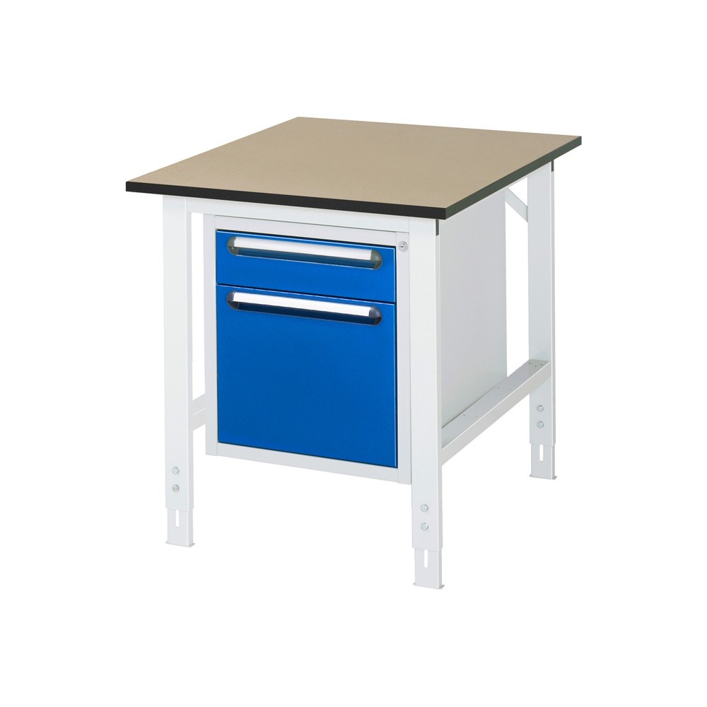 Immagine del prodotto n. 1: Tavolo da lavoro RAU regolabile in altezza serie TOM, AxLxP 760-1.080 x 750 x 1.000 mm, 2 cassetti, piano di lavoro in MDF