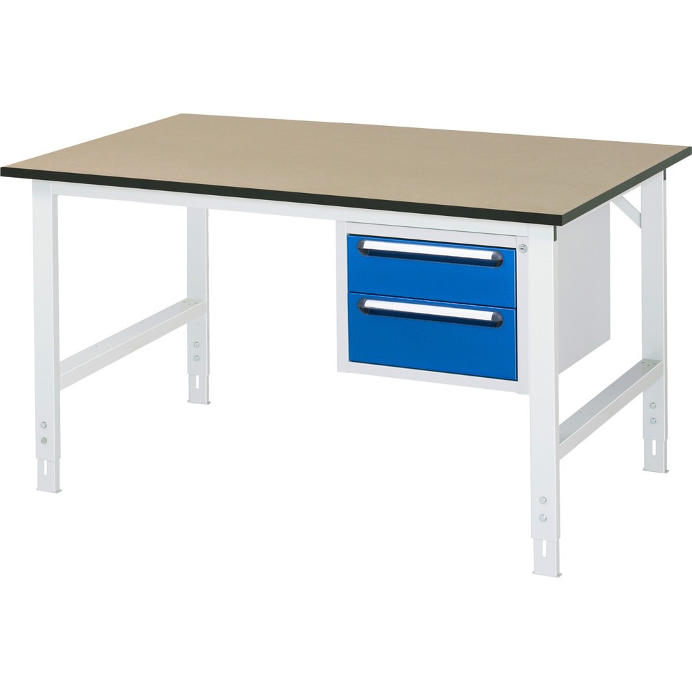 Immagine del prodotto n. 1: Tavolo da lavoro RAU regolabile in altezza serie TOM, AxLxP 760-1.080 x 1.500 x 1.000 mm, 2 cassetti, piano di lavoro in MDF