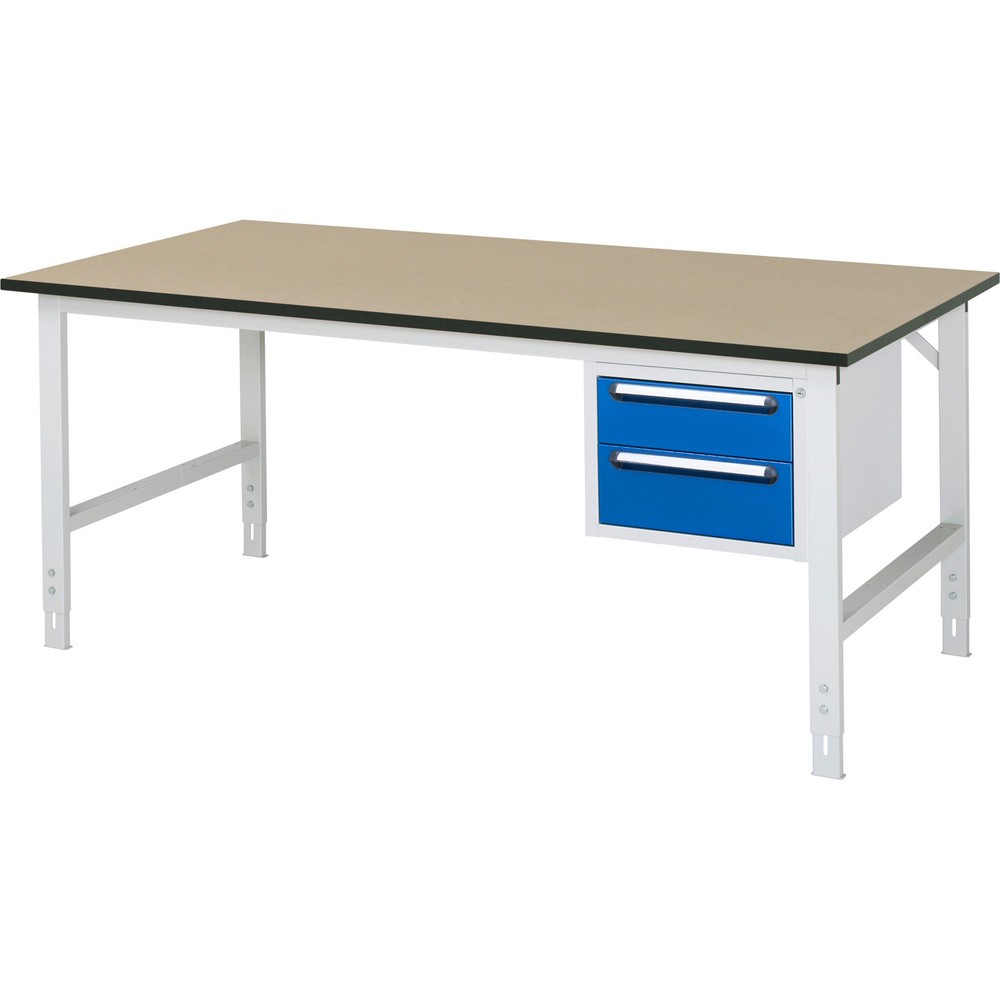 Immagine del prodotto n. 1: Tavolo da lavoro RAU regolabile in altezza serie TOM, AxLxP 760-1.080 x 2.500 x 1.000 mm, 2 cassetti, piano di lavoro in MDF