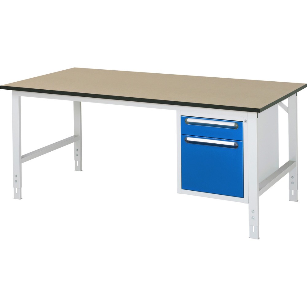 Immagine del prodotto n. 1: Tavolo da lavoro RAU regolabile in altezza serie TOM, AxLxP 760-1.080 x 2.500 x 1.000 mm, 2 cassetti, piano di lavoro in MDF