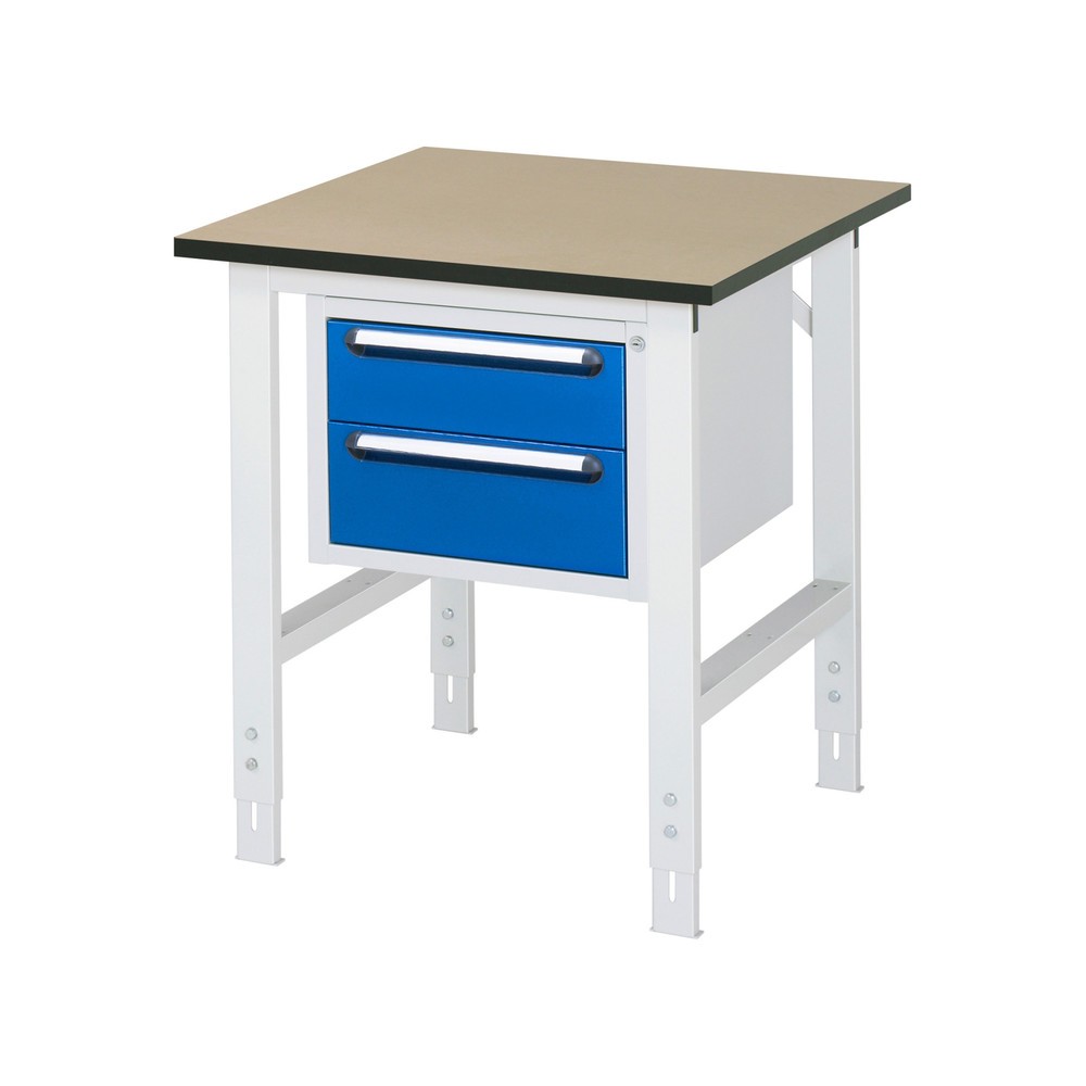 Immagine del prodotto n. 1: Tavolo da lavoro RAU regolabile in altezza serie TOM, AxLxP 760-1.080 x 750 x 800 mm, 2 cassetti, piano di lavoro in MDF