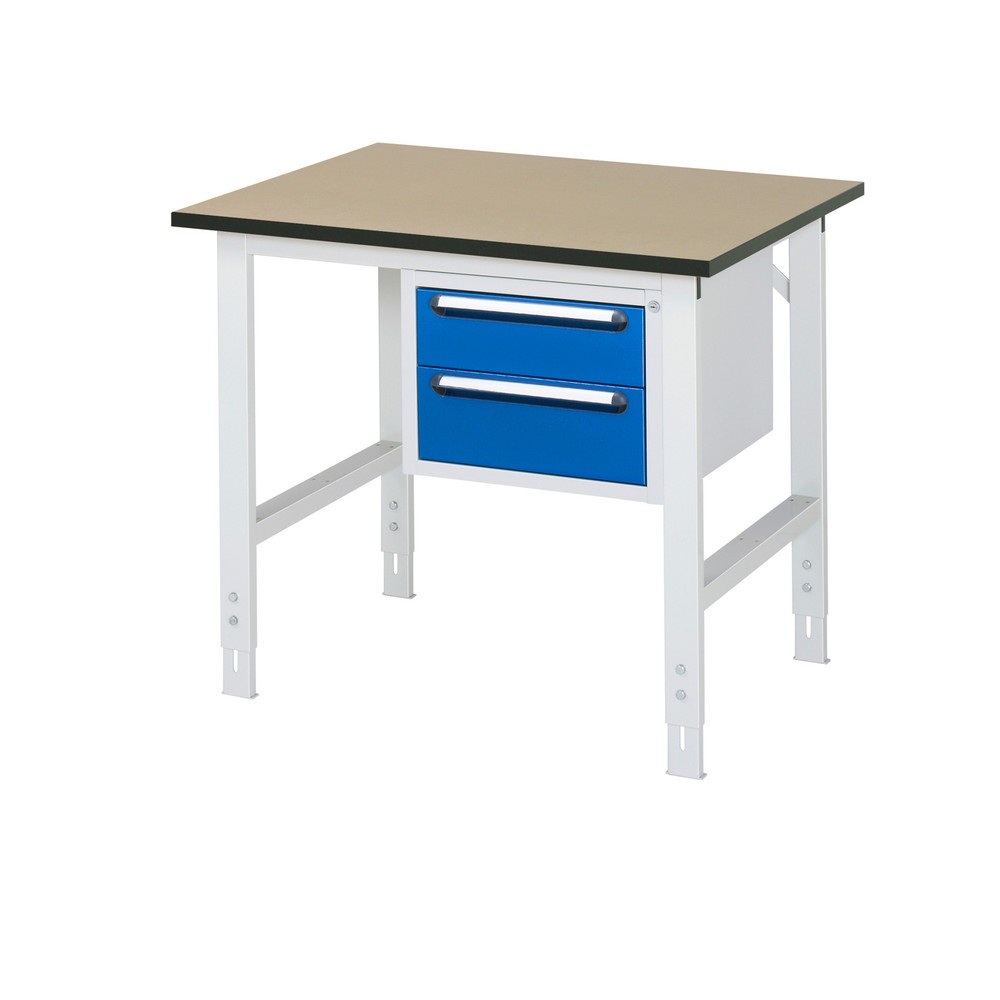 Immagine del prodotto n. 1: Tavolo da lavoro RAU regolabile in altezza serie TOM, AxLxP 760-1.080 x 1.000 x 800 mm, 2 cassetti, piano di lavoro in MDF