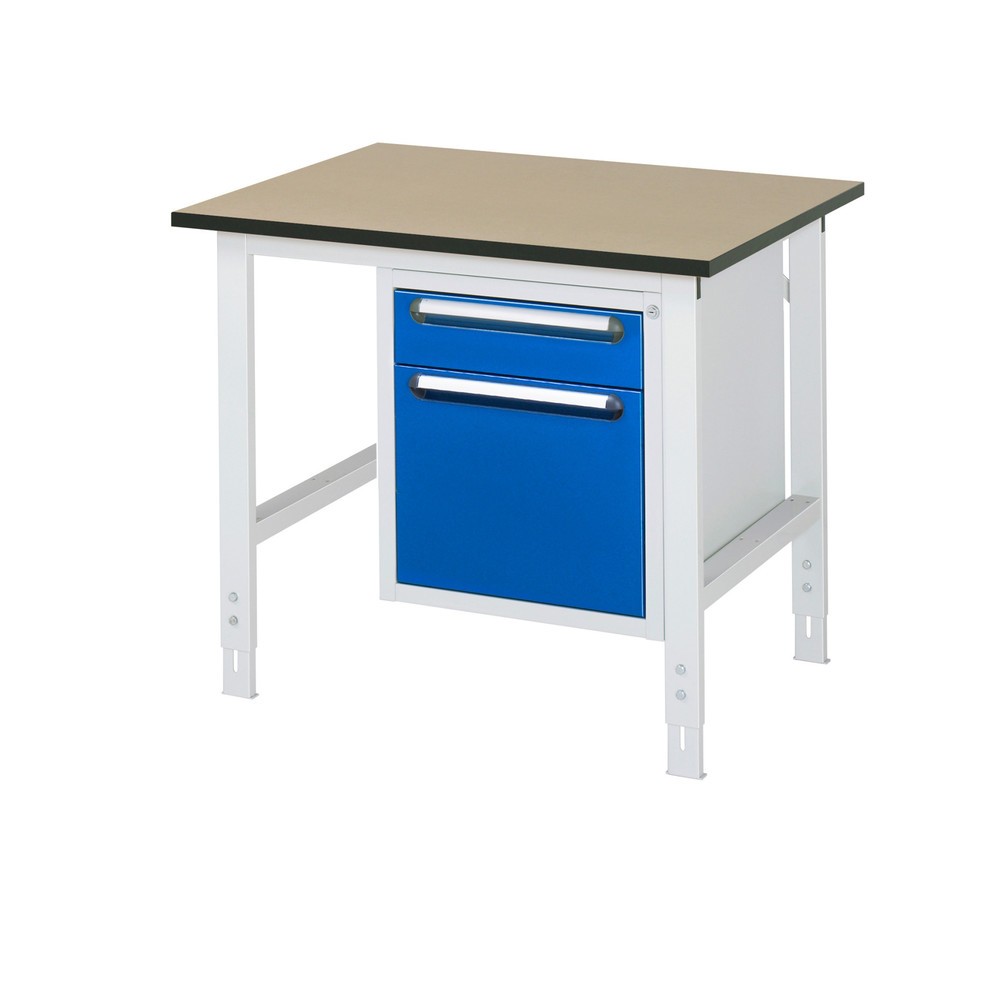 Tavolo da lavoro RAU regolabile in altezza serie TOM, AxLxP 760-1.080 x 1.000 x 800 mm, 2 cassetti, piano di lavoro in MDF Immagine del prodotto: Tavolo da lavoro RAU regolabile in altezza serie TOM, AxLxP 760-1.080 x 1.000 x 800 mm, 2 cassetti, piano di lavoro in MDF
