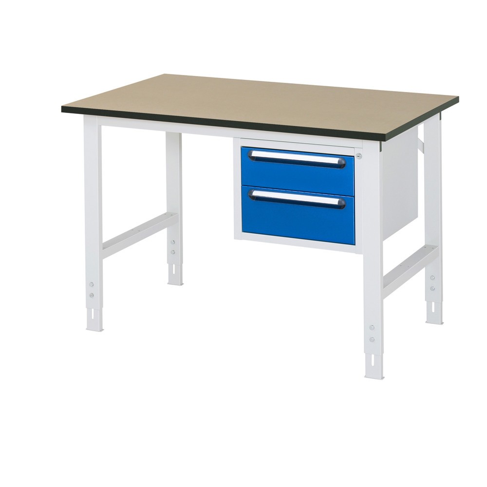 Immagine del prodotto n. 1: Tavolo da lavoro RAU regolabile in altezza serie TOM, AxLxP 760-1.080 x 1.250 x 800 mm, 2 cassetti, piano di lavoro in MDF