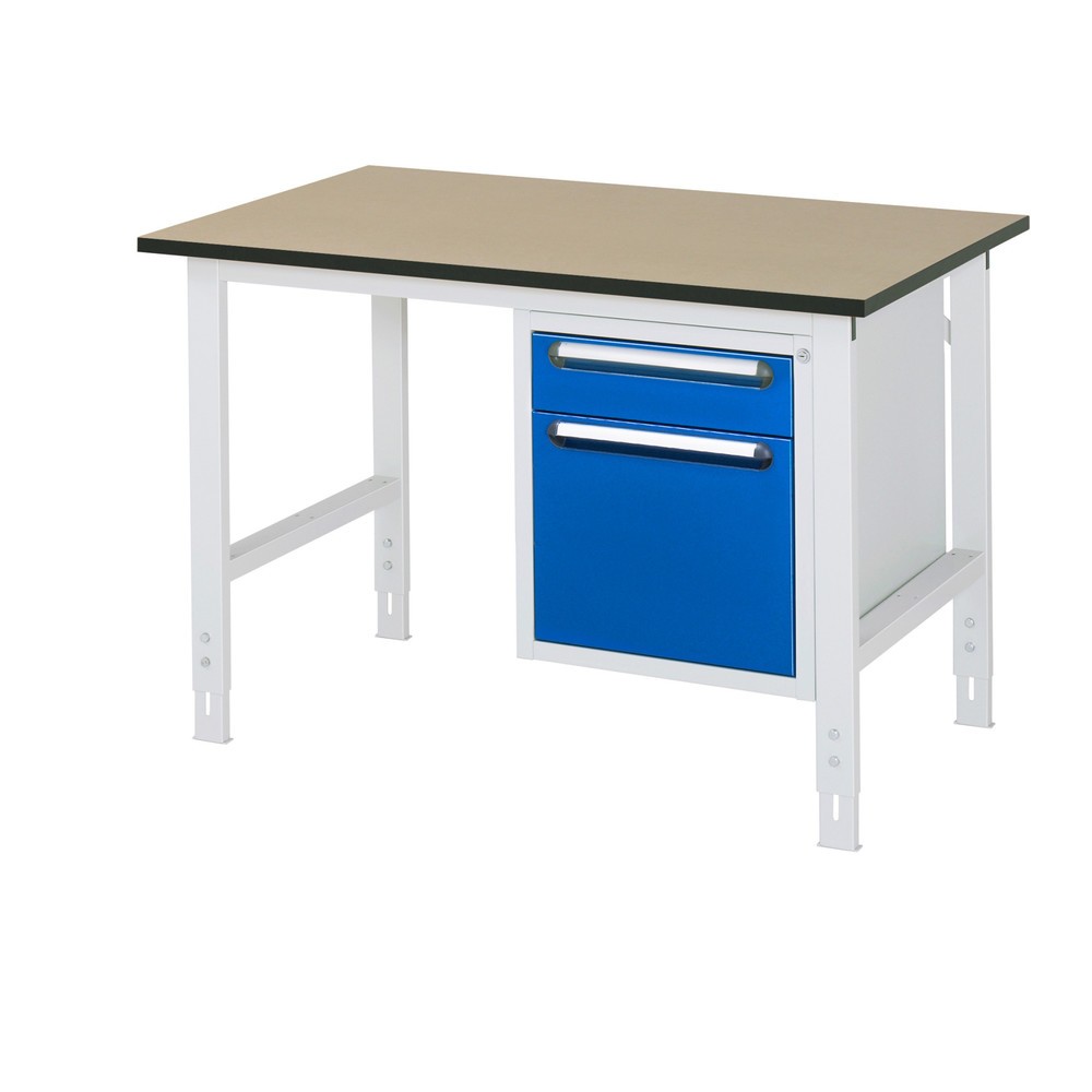 Immagine del prodotto n. 1: Tavolo da lavoro RAU regolabile in altezza serie TOM, AxLxP 760-1.080 x 1.250 x 800 mm, 2 cassetti, piano di lavoro in MDF