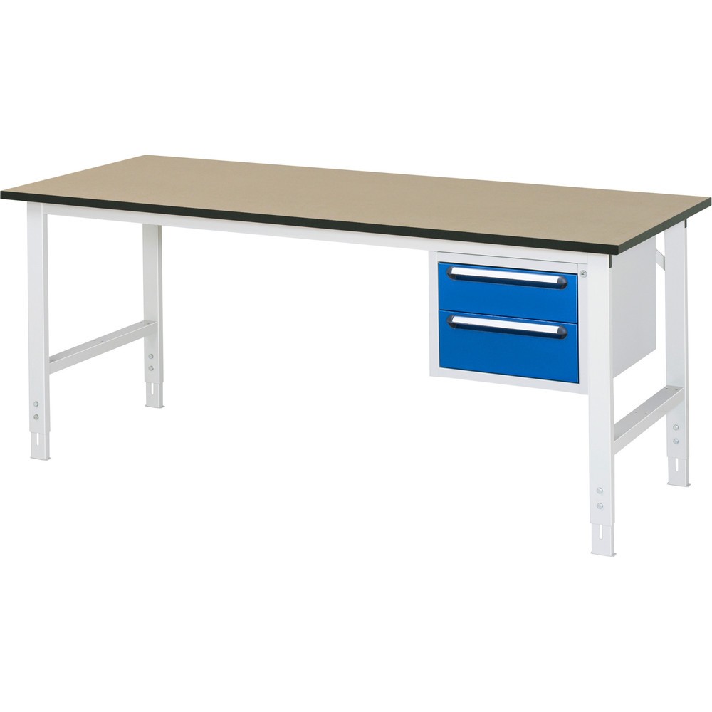 Immagine del prodotto n. 1: Tavolo da lavoro RAU regolabile in altezza serie TOM, AxLxP 760-1.080 x 2.500 x 800 mm, 2 cassetti, piano di lavoro in MDF