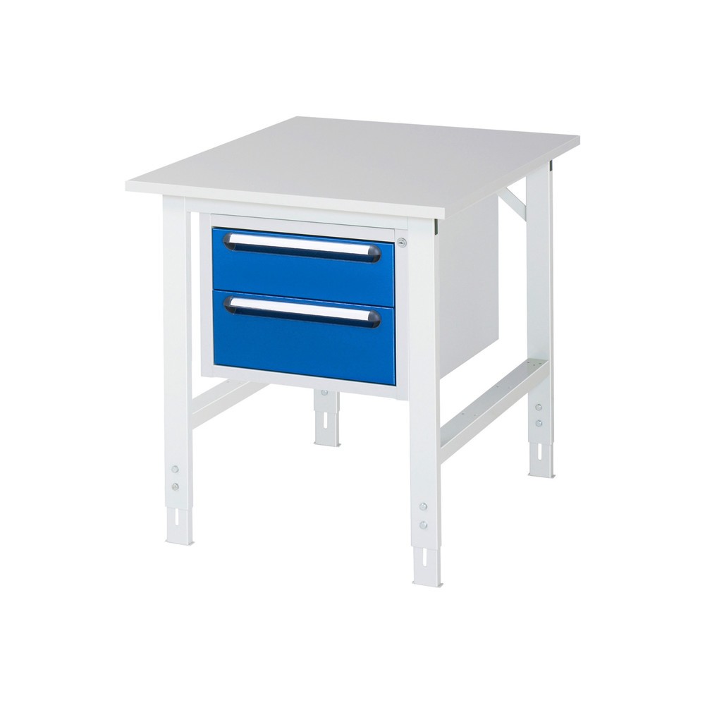Immagine del prodotto n. 1: Tavolo da lavoro RAU regolabile in altezza serie TOM, AxLxP 760-1.080 x 750 x 1.000 mm, 2 cassetti, piano di lavoro con rivestimento in melamina