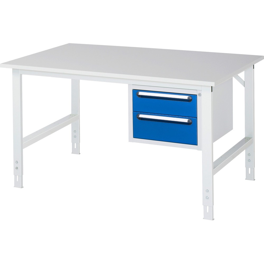 Immagine del prodotto n. 1: Tavolo da lavoro RAU regolabile in altezza serie TOM, AxLxP 760-1.080 x 1.500 x 1.000 mm, 2 cassetti, piano di lavoro con rivestimento in melamina