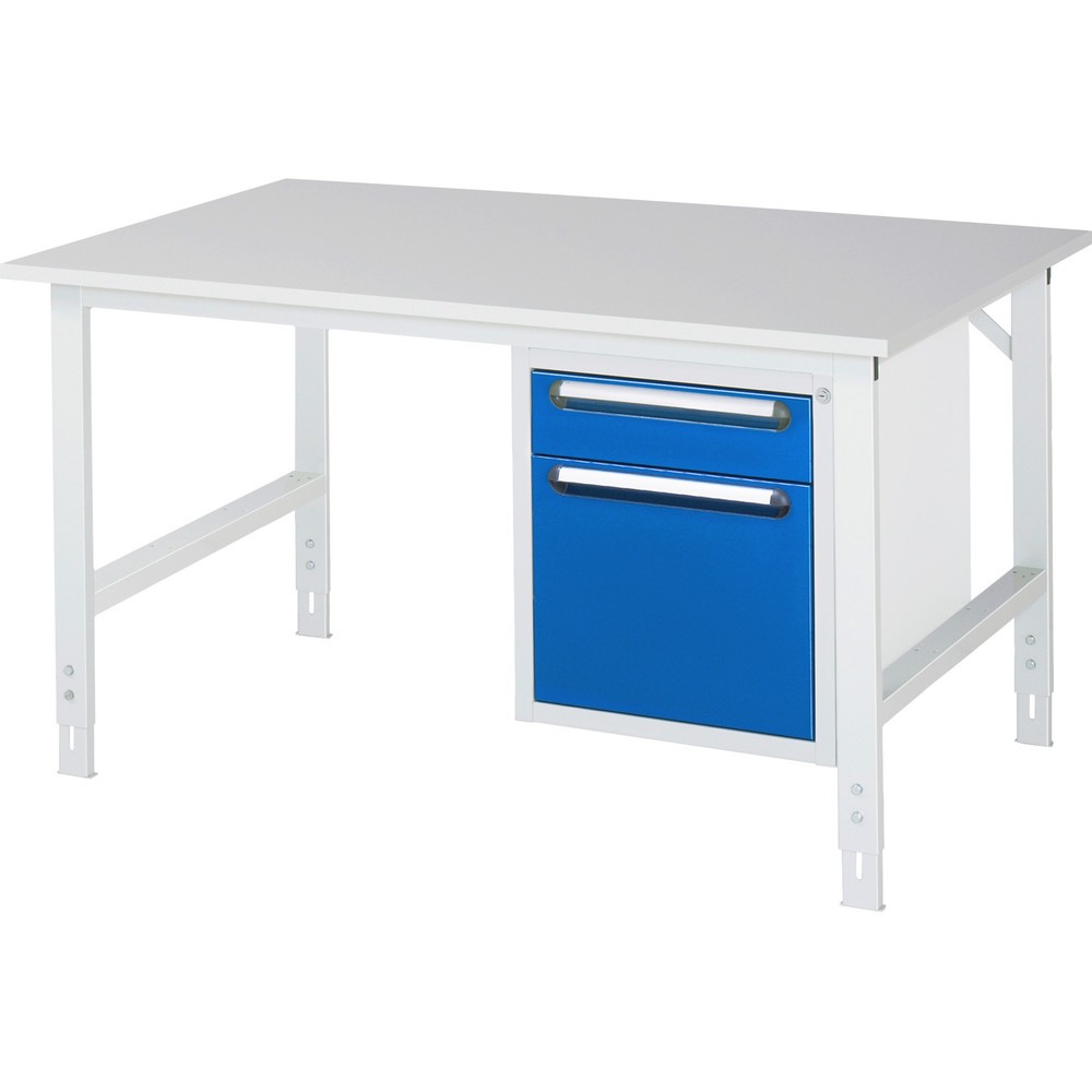 Immagine del prodotto n. 1: Tavolo da lavoro RAU regolabile in altezza serie TOM, AxLxP 760-1.080 x 1.500 x 1.000 mm, 2 cassetti, piano di lavoro con rivestimento in melamina