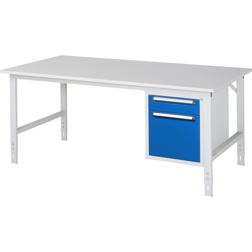 Immagine del prodotto n. 1: Tavolo da lavoro RAU regolabile in altezza serie TOM, AxLxP 760-1.080 x 2.500 x 1.000 mm, 2 cassetti, piano di lavoro con rivestimento in melamina